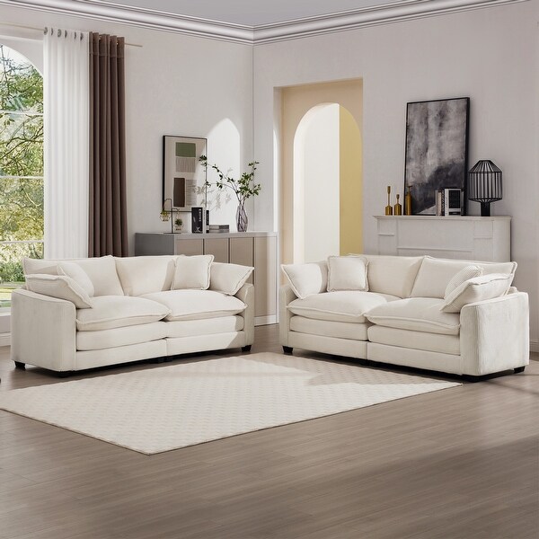 Corduroy Fabric Sofas Set with Removable Armrests 2 2 Seat On Sale Bed Bath Beyond 41224212